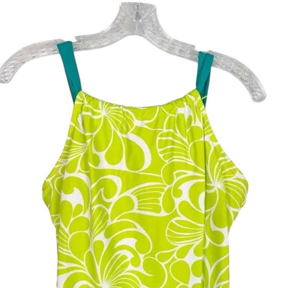 Athleta Kokomo Halter Swim Sport Dress XXS Green Floral Print Bra Insert - Picture 7 of 16